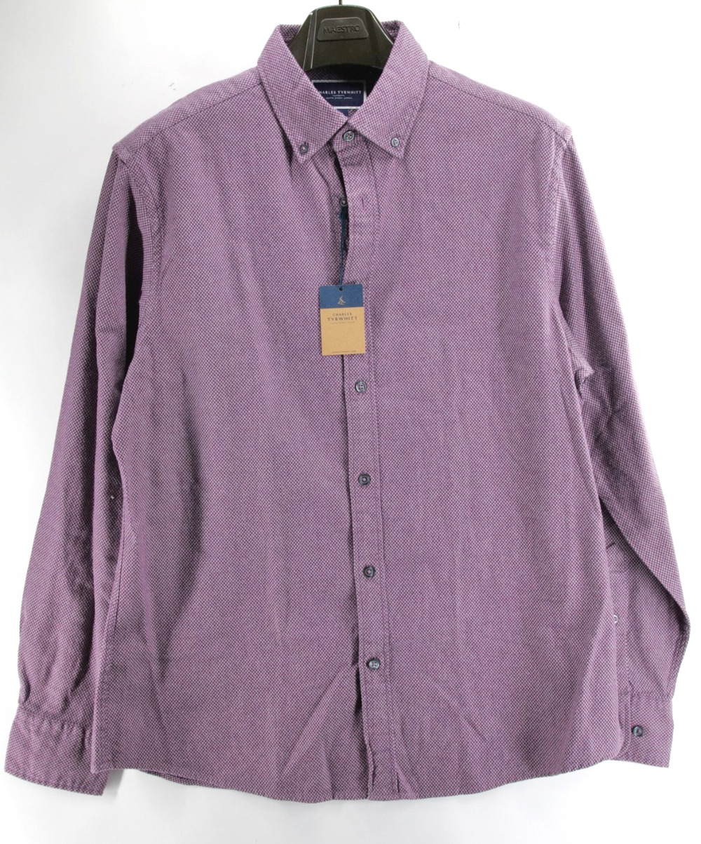 NWT Charles Tyrwhitt Button Down Shirt Mens Large Slim Fit Classic Workwear